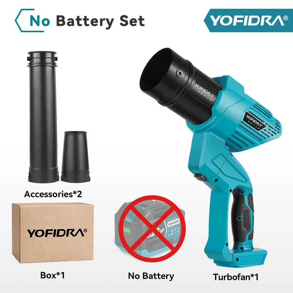 YOFIDRA 2In1 3000W ventilateur Turbo électrique sans brosse souffleurs d'air sans fil feuille neige poussière Jet ventilateur outil pour Makita 18V batterie broche