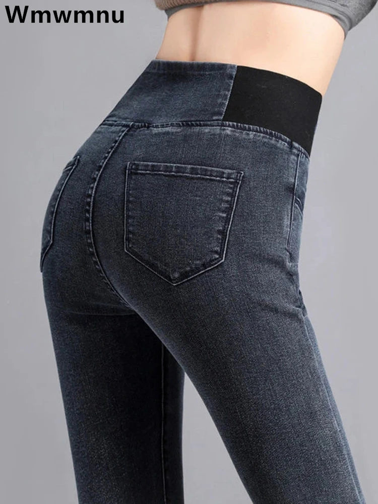 Jean crayon taille haute pour femme, pantalon skinny classique, pantalon en denim décontracté, streetwear, lavage commandé, grande taille 38, fjeros