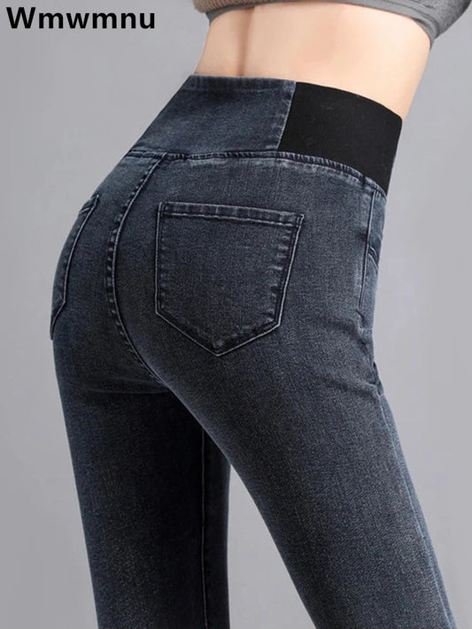 Jean crayon taille haute pour femme, pantalon skinny classique, pantalon en denim décontracté, streetwear, lavage commandé, grande taille 38, fjeros