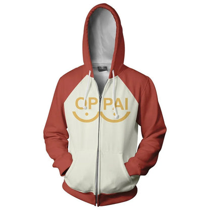 Sweat à capuche à manches longues pour hommes et femmes, impression numérique 3D, Anime Saitama Oppai, mode Harajuku, veste, Costume de Cosplay
