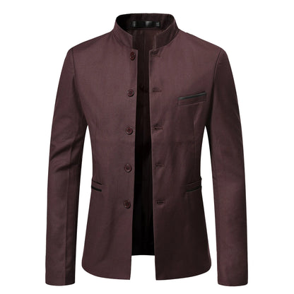 MAO-veste moulante à col montant pour hommes, veste moulante décontractée, Europe et États-Unis, nouvelle mode automne et hiver