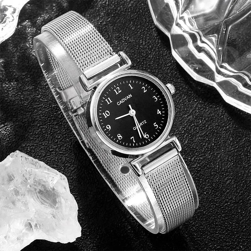 Ensemble de montres à quartz en maille argentée pour femmes, 6 pièces