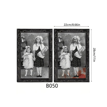 Décor Mural Effrayant d'Halloween 3D Proxy, Cadres d'Images Mobiles, Portrait Gothique, Affiche d'Horreur, Décoration de Manoir, Fourniture de ix