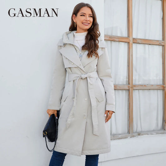 GASMAN – doudoune longue en coton fin pour femme, 2023
