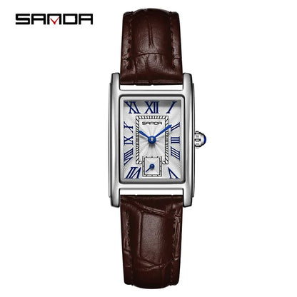 Sanda-Montre-bracelet analogique à mouvement à quartz pour femmes d'affaires, 1116 degrés, design élégant, cadran rectangulaire, eau, nouvelle mode, 2024