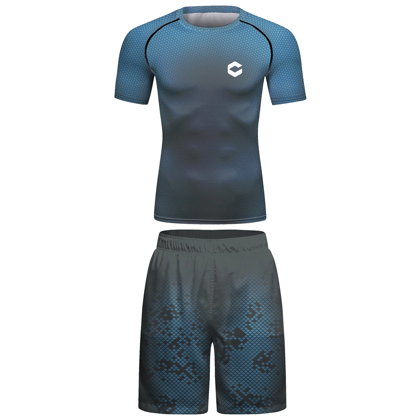Ensemble d'entraînement de kickboxing pour hommes, survêtement bleu, maillot de bain anti-uv, short Rashguard + MMA, Jujitsu BJJ, pas de kits Gi, prix de gros