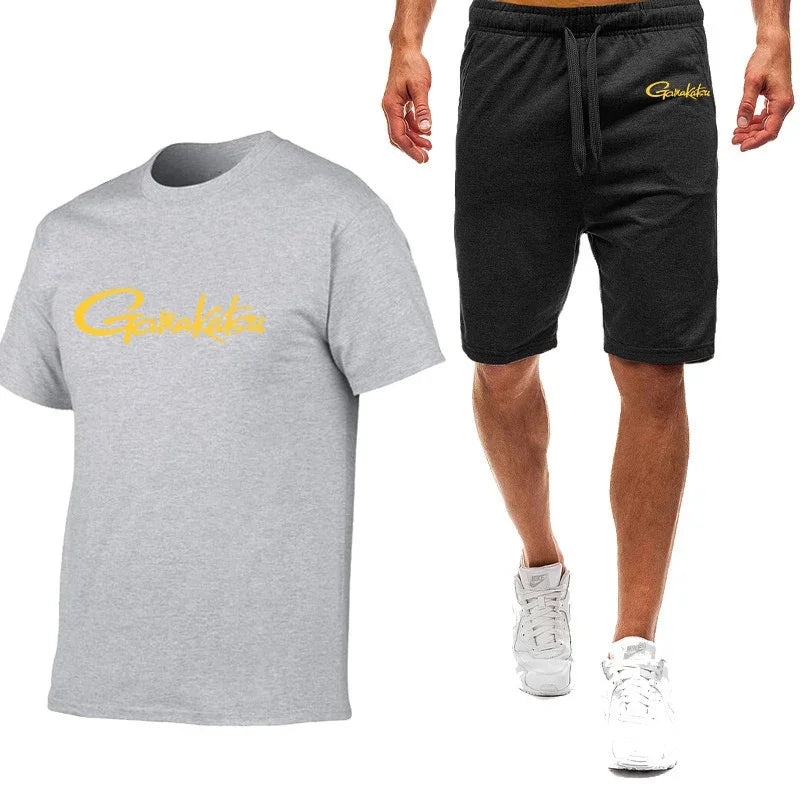Gamakatsu Fishing 2024 homme impression Harajuku nouveau style neuf couleurs costume à manches courtes été T-Shirt Shorts décontractés ensemble 2 pièces