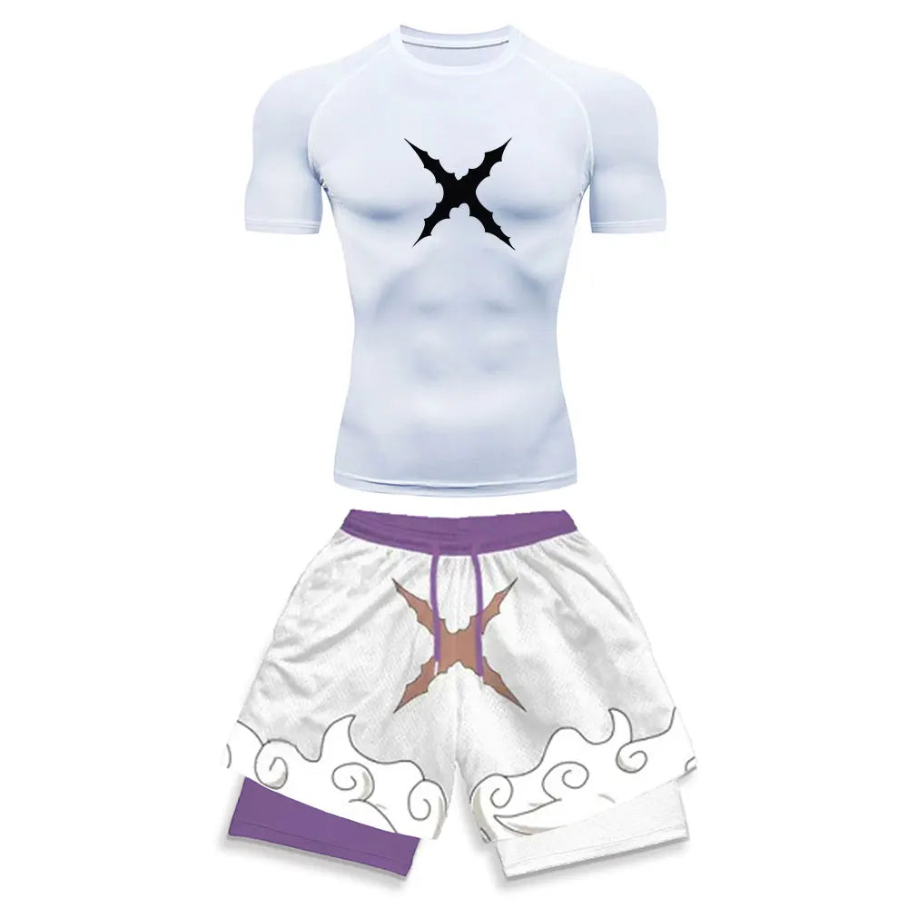 2025 Costume de sport de compression imprimé à la mode Vêtements d'été Costume athlétique pour hommes - Élégant Fitness Running Ensemble deux pièces décontracté