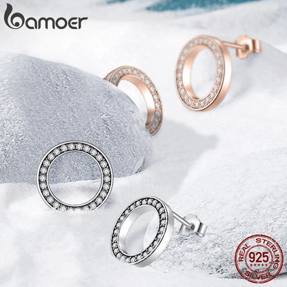 BAMOER  boucles d'oreilles rondes en argent Sterling