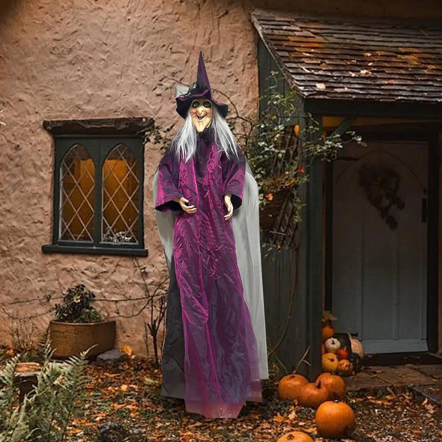 Sorcière lumineuse activée par le son d'halloween, fantôme suspendu, accessoires effrayants pour maison hantée, Bar, salle secrète, cour extérieure, fête dans le jardin