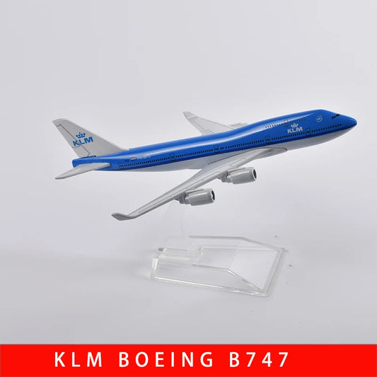 JASON TUTU 16 cm Boeing747 KLM Royal Dutch Airlines avion modèle d'avion en métal moulé sous pression 1/400 avions à l'échelle
