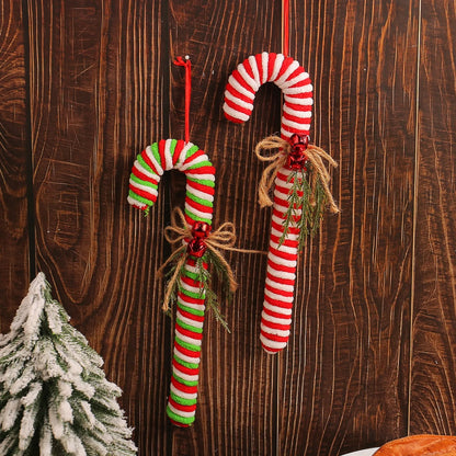 Ornements de crochet de canne de bonbon doux en peluche de Noël, rouge et blanc, arbre de Noël, accessoires de confrontation, décor de fête de vacances parfait