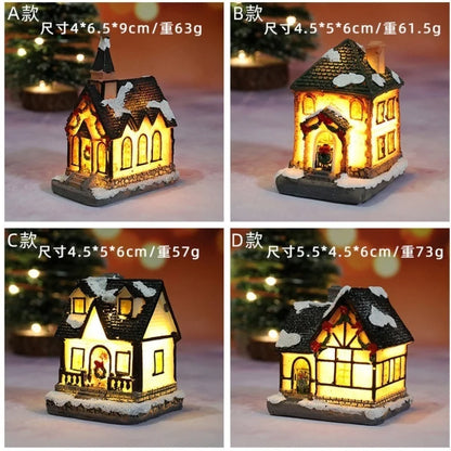 Nouvelles décorations de noël en résine, petite maison, Micro paysage, petits ornements, cadeaux de noël