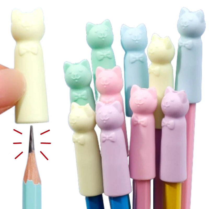 Gommes à crayon en caoutchouc pour chat, 1 à 20 pièces, capuchon de pointe de crayon, Kawaii, lingette propre, stylo mignon, capuchon de décoration, papeterie pour étudiants, fournitures scolaires et de bureau
