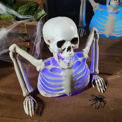 Décorations d'halloween, crâne scintillant, squelette, tête humaine, maison hantée, cour extérieure, accessoires d'horreur, fournitures de maison effrayantes pour vacances