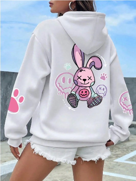 Sweats à capuche surdimensionnés College pour femmes, Hip Hop, Streetwear décontracté, Sweat à capuche Smile, Nouveau, PVD, Automne, Hiver