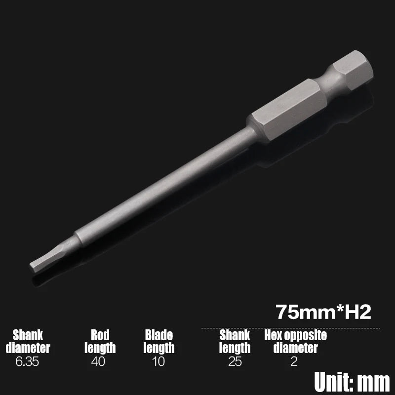 Foret Allen à tête hexagonale H2-H10, 75mm, 150mm, 200mm, embout de tournevis hexagonal électrique, tête de lot magnétique, tournevis à percussion, 1 pièce