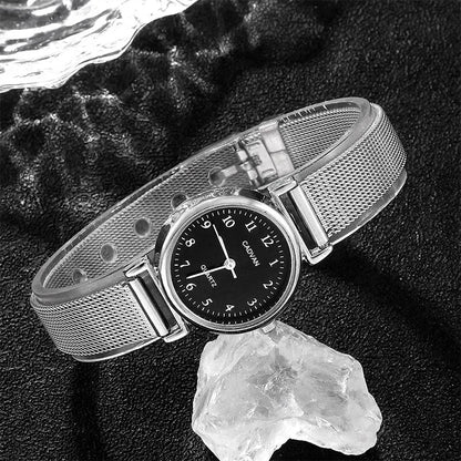 Ensemble de montres à quartz en maille argentée pour femmes, 6 pièces