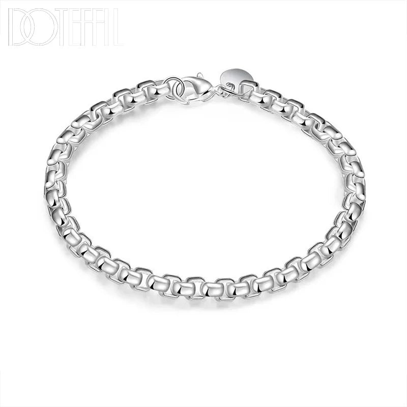 DOTEFFIL 925 en argent Sterling 18K or boîte ronde chaîne Bracelet pour les femmes mode charme mariage fiançailles fête bijoux