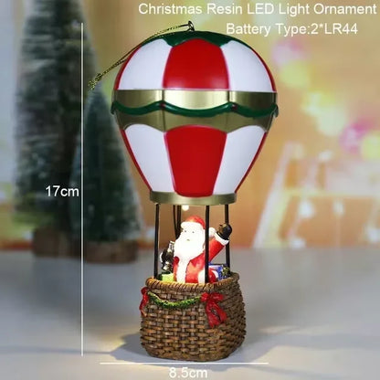 Maison LED de noël, aiguilles de pin, bonhomme de neige de noël, décoration lumineuse en résine, boutique de père noël, Micro ornements de paysage