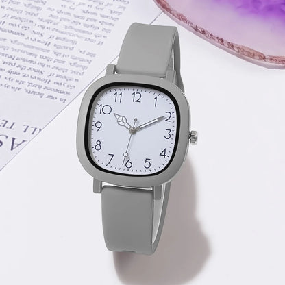 Montre à quartz avec bracelet en silicone, boîtier carré, schème de couleurs MSI,