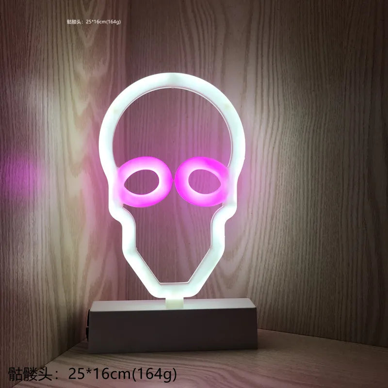 Décoration d'halloween néons chapeau de sorcière bonbons fantôme lampe de fête pour chambre Bar café décor éclairage crâne bébé veilleuse