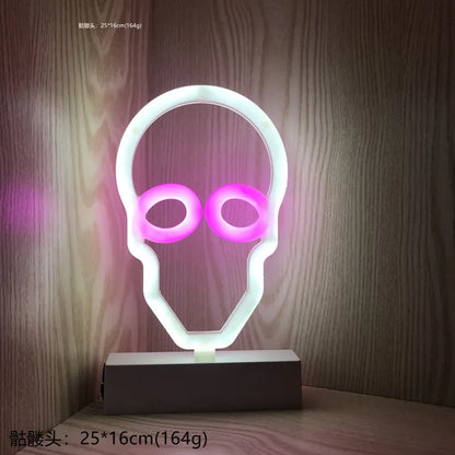 Décoration d'halloween néons chapeau de sorcière bonbons fantôme lampe de fête pour chambre Bar café décor éclairage crâne bébé veilleuse