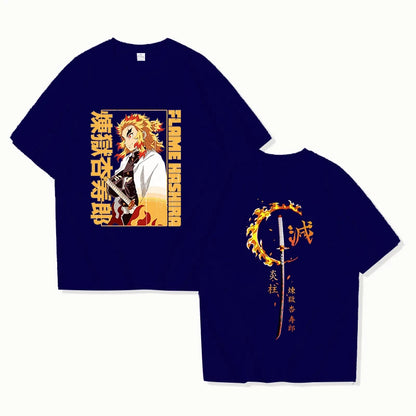 Nouveau Anime Rengoku Kyoujurou T-shirt unisexe à manches courtes col rond été motif décontracté impression T-shirt haut T-shirt