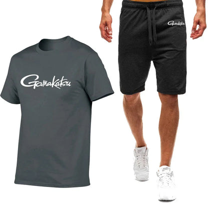 Gamakatsu Fishing 2024 homme impression Harajuku nouveau style neuf couleurs costume à manches courtes été T-Shirt Shorts décontractés ensemble 2 pièces