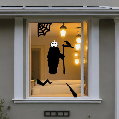 Décorations d'Halloween autocollants de porte de chambre décor de fenêtre squelette main citrouille bricolage autocollants de fenêtre fantôme diable sorcière chapeau décor