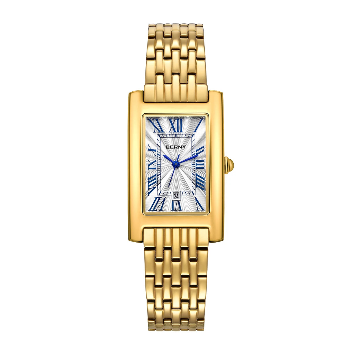 BERNY montre carrée pour femmes Quartz mode dames montre-bracelet saphir luxe chiffre romain Date décontracté Rectangle femmes montres