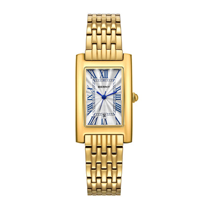 BERNY montre carrée pour femmes Quartz mode dames montre-bracelet saphir luxe chiffre romain Date décontracté Rectangle femmes montres