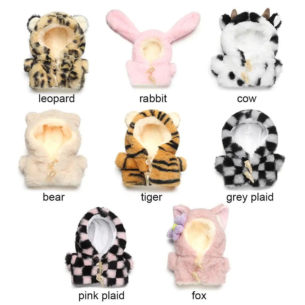 Vêtements de poupée idole de 20cm, jolis poupées en peluche en coton, manteau en peluche, lapin, ours, tigre, Mini corne, boucle, vêtements de poupée