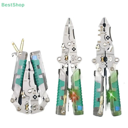 ★ ★ ★ Dénudeur de fil pliable avec stylo de Test électrique, séparateur de fil d'électricien, pince à enrouler, pince à sertir, outil manuel