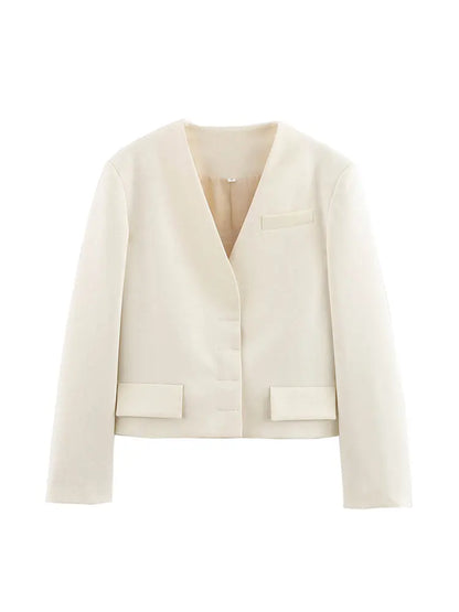 TRAFZA 2025 printemps femmes mode Blazer solide manches longues costume ample manteau femme polyvalent Streetwear femme manteau d'extérieur haut