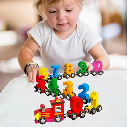Ensemble de Train pour tout-petits, activités d'apprentissage, ensemble de Train éducatif pour tout-petits, Puzzle de Train numérique magnétique en bois