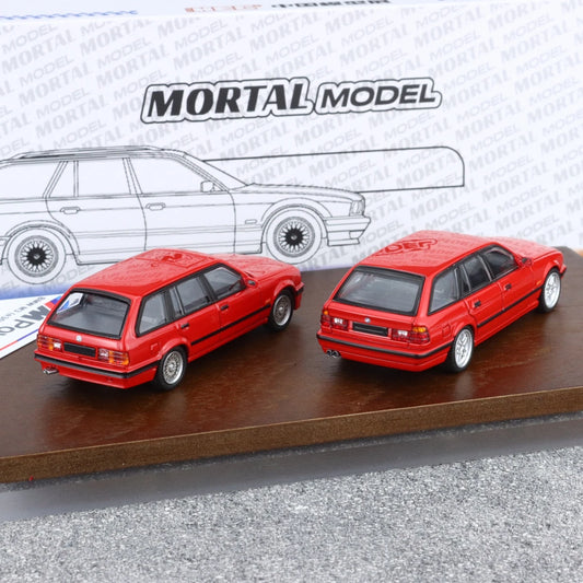 1:64, HEC exhibition limited edition M3 E30 M5 E34 dual-car set, alloy die-cast static miniature simulation car toy model.