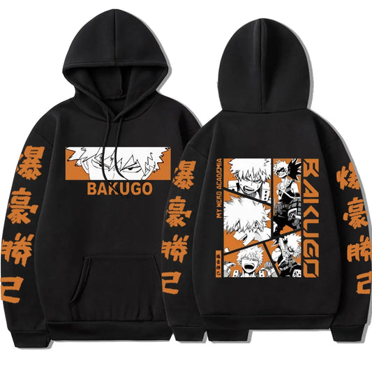 My Hero Academia Anime hommes femmes mode sweat à capuche Bakugou Katsuki pulls décontractés surdimensionné à manches longues sweat Streetwear