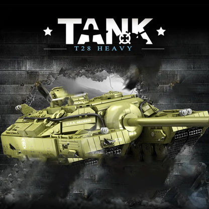 Série militaire T28 blocs de construction de char Super lourd ensemble WW2 réservoir blindé armes soldats briques adultes jouets pour enfants garçon cadeaux