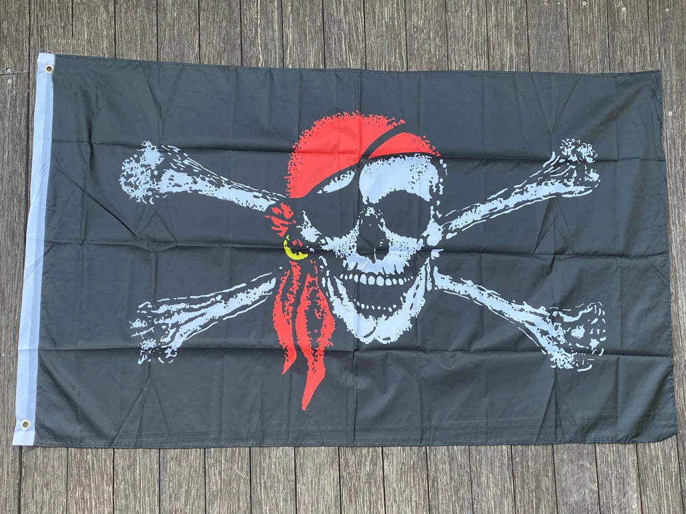 Xvggdg 90*150CM drapeau pirate/drapeau crâne/bannière Halloween/Halloween activités qualité polyester