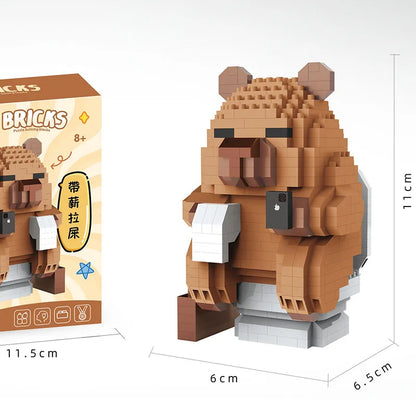 Capybara petits blocs de construction d'animations et de dessins animés, modèles d'action d'assemblage pour décorer les jouets de voiture comme cadeaux Surprise pour les amis