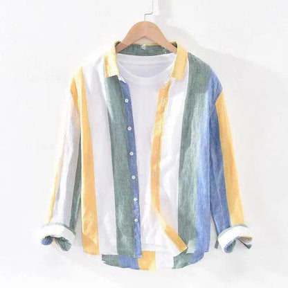 Chemise décontractée à rayures verticales pour jeunes, manteau polyvalent, simple, surdimensionné, tendance de la mode, saison printemps et automne, nouveau, 2023