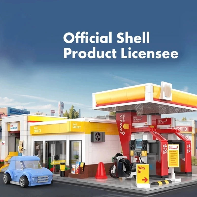 MOC City – Station de vente au détail, série de lavage de voiture, bloc de construction, modèle de dépanneur, briques, jouets pour enfants, cadeaux de bricolage