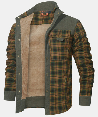 Vestes d'hiver pour hommes, coupe-vent, chaud, décontracté, manteau bombardier à carreaux, doublure Sherpa, flanelle, extérieur, classique, doux, taille américaine