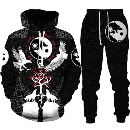 Ensemble sweat à capuche pour hommes, imprimé en 3D, survêtement/pantalon, pull à manches longues, Punk, vêtements de sport décontractés, surdimensionnés, de haute qualité, automne hiver