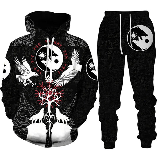 Ensemble sweat à capuche pour hommes, imprimé en 3D, survêtement/pantalon, pull à manches longues, Punk, vêtements de sport décontractés, surdimensionnés, de haute qualité, automne hiver