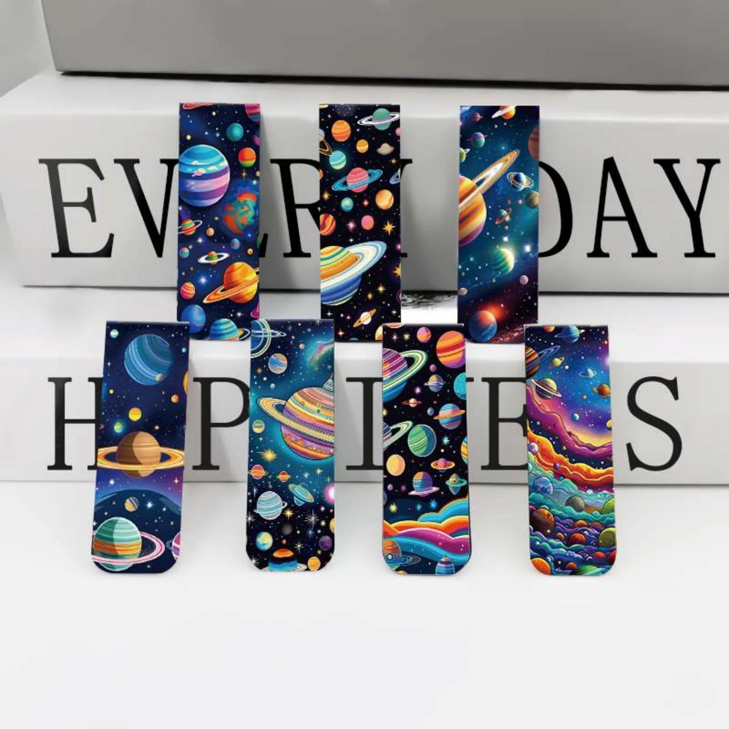 Marque-pages magnétiques sur le thème Space & Planet, 12 pièces, marqueurs de pages en papier durables pour étudiants, enseignants et usage quotidien