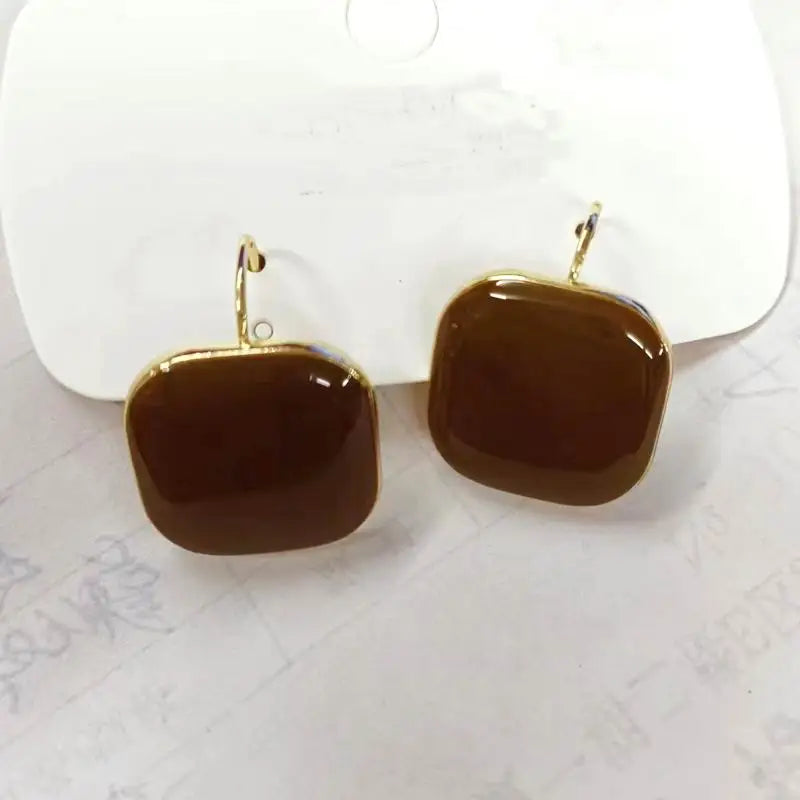 Boucles d'oreilles carrées en émail vintage pour femmes, bijoux géométriques, mode, nouveau, hiver