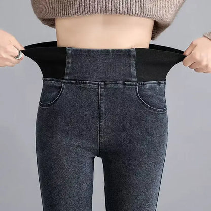PTKPCC nouveau taille élastique jean moulant femmes printemps mince Stretch Denim pantalon Vintage crayon Vaqueros maman pantalons De Mujer