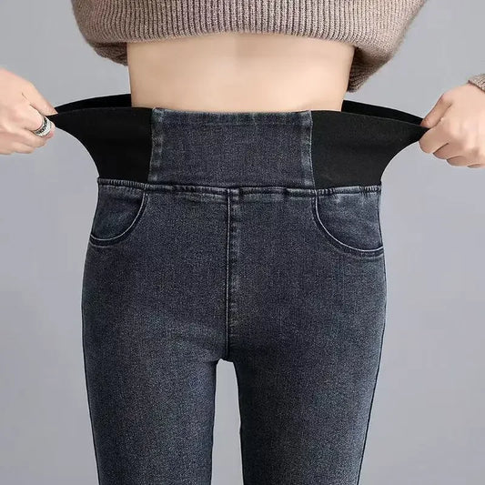 PTKPCC nouveau taille élastique jean moulant femmes printemps mince Stretch Denim pantalon Vintage crayon Vaqueros maman pantalons De Mujer